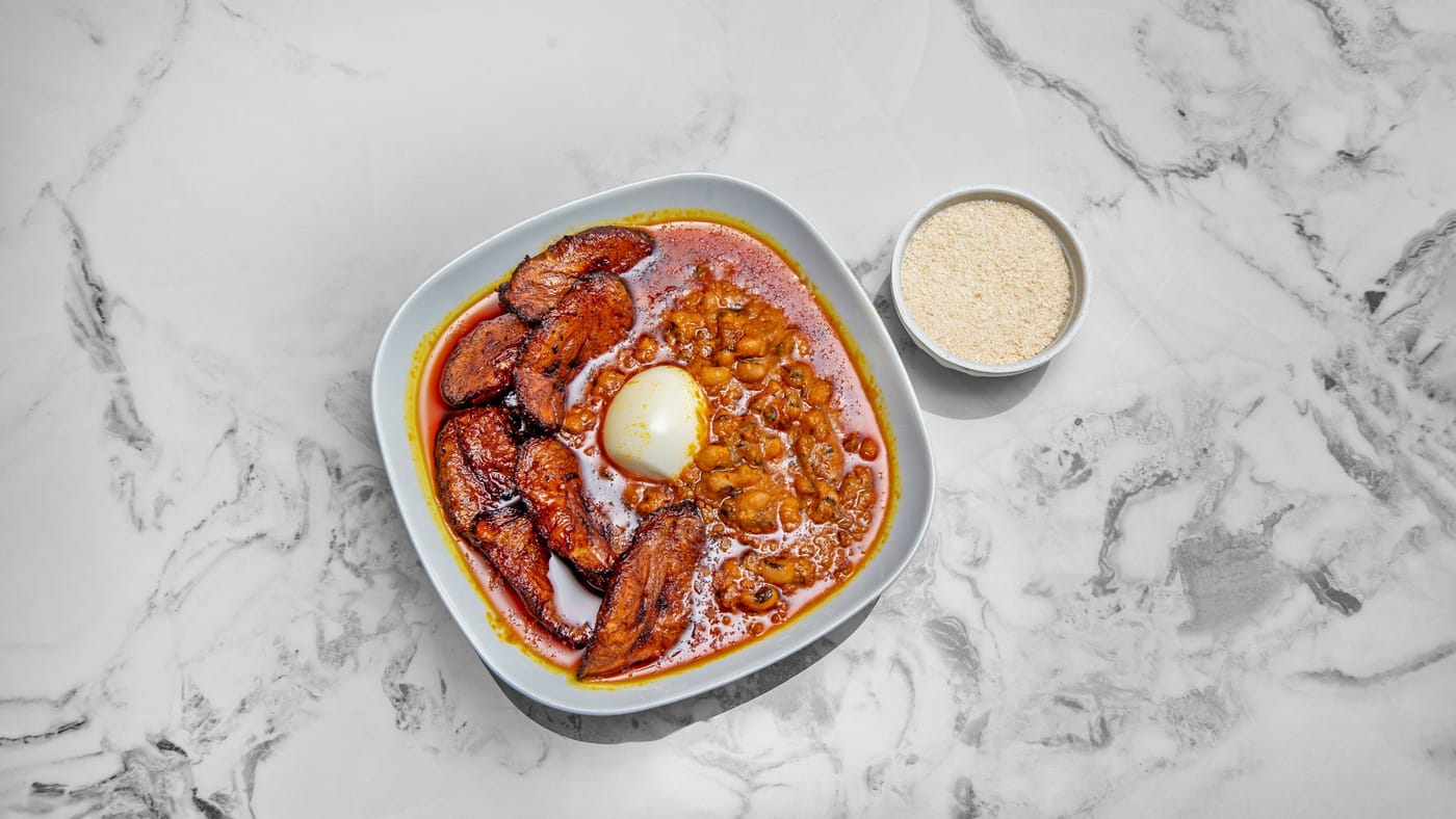 Beans and fried plantain