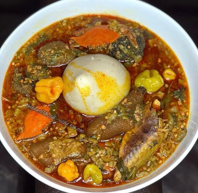 Okro stew and banku