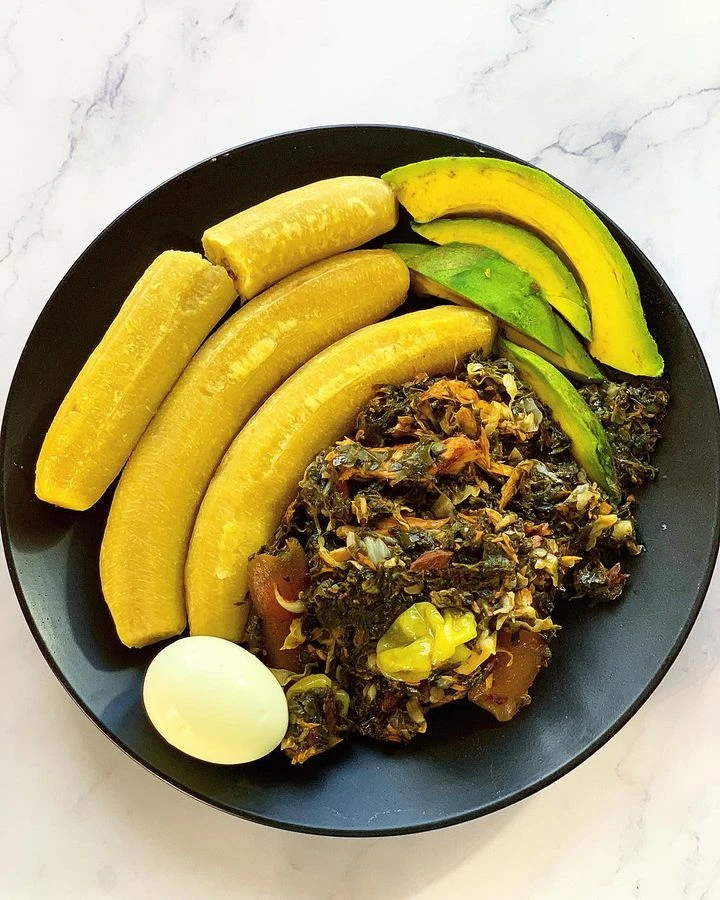 Plantain and spinach stew